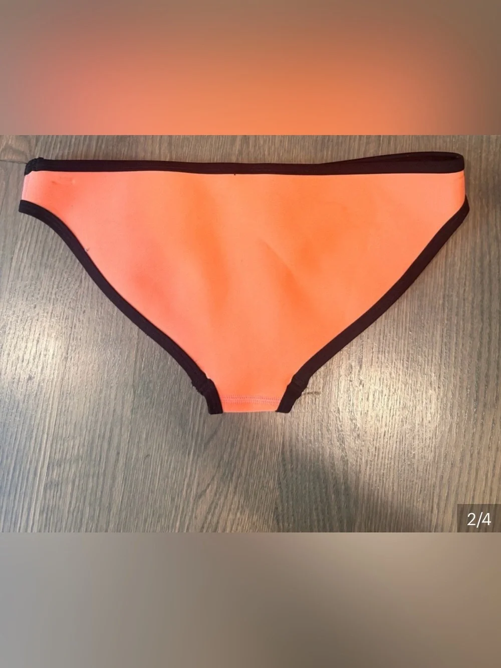 triangl swimwear Neon Coral Bikini Bottom with Black Trim